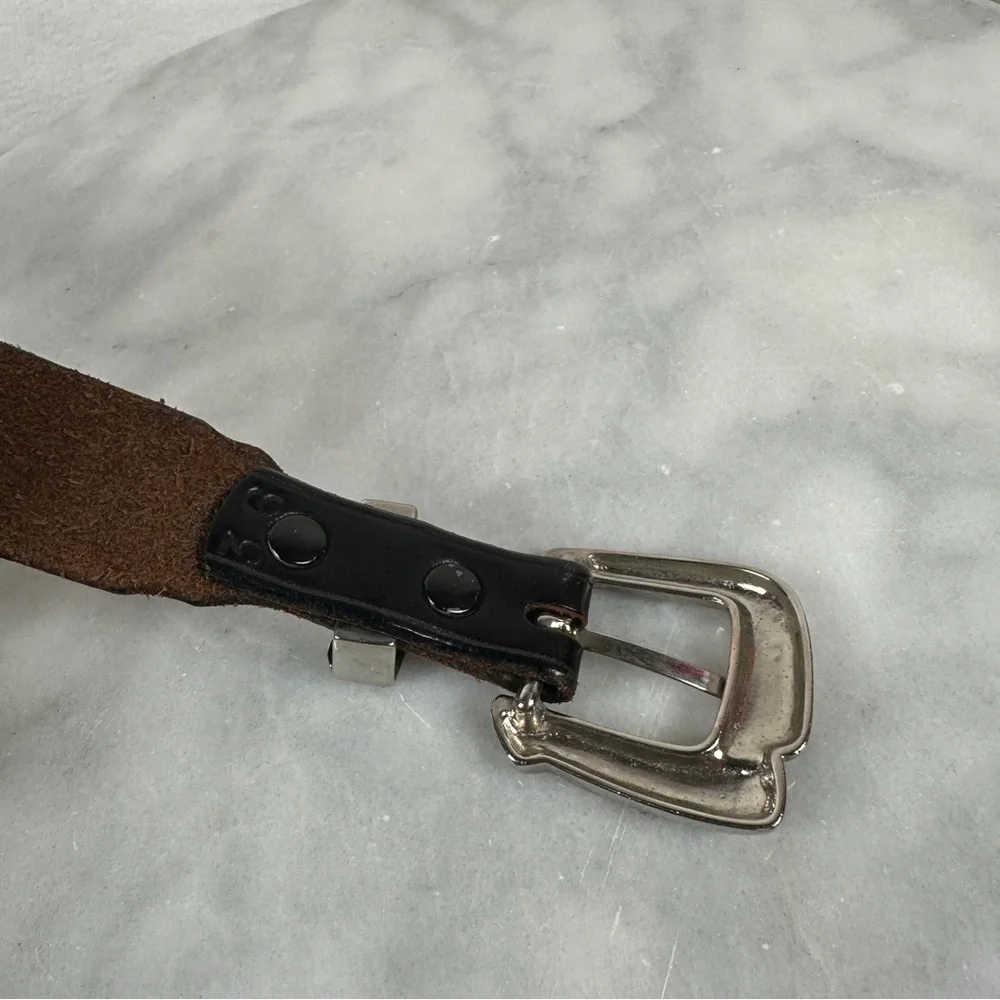 Black Leather Belt western Silver Buckle concho southwestern cowboy cowgirl boho